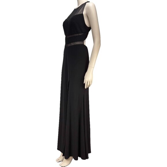 CLARISSE Low-back Prom Dress Mesh Contemporary Fitted Long Black Evening Gown 6 - Picture 8 of 12